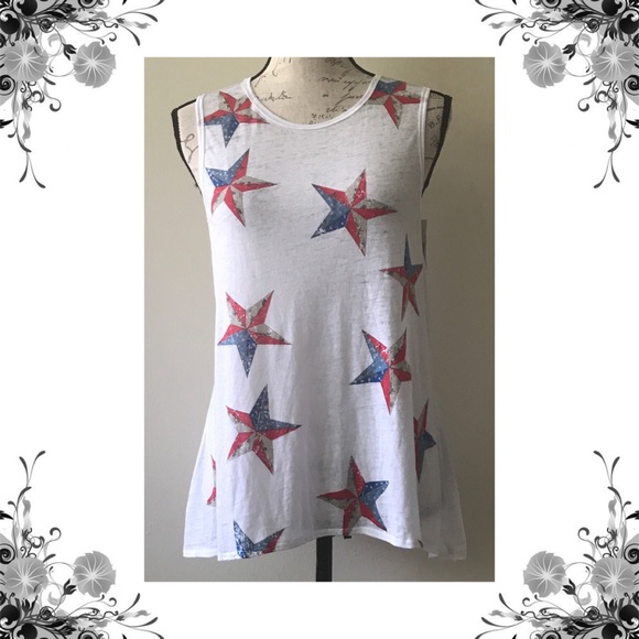 Chaser Tops - {Chaser} Star Print Burnout Tank Top